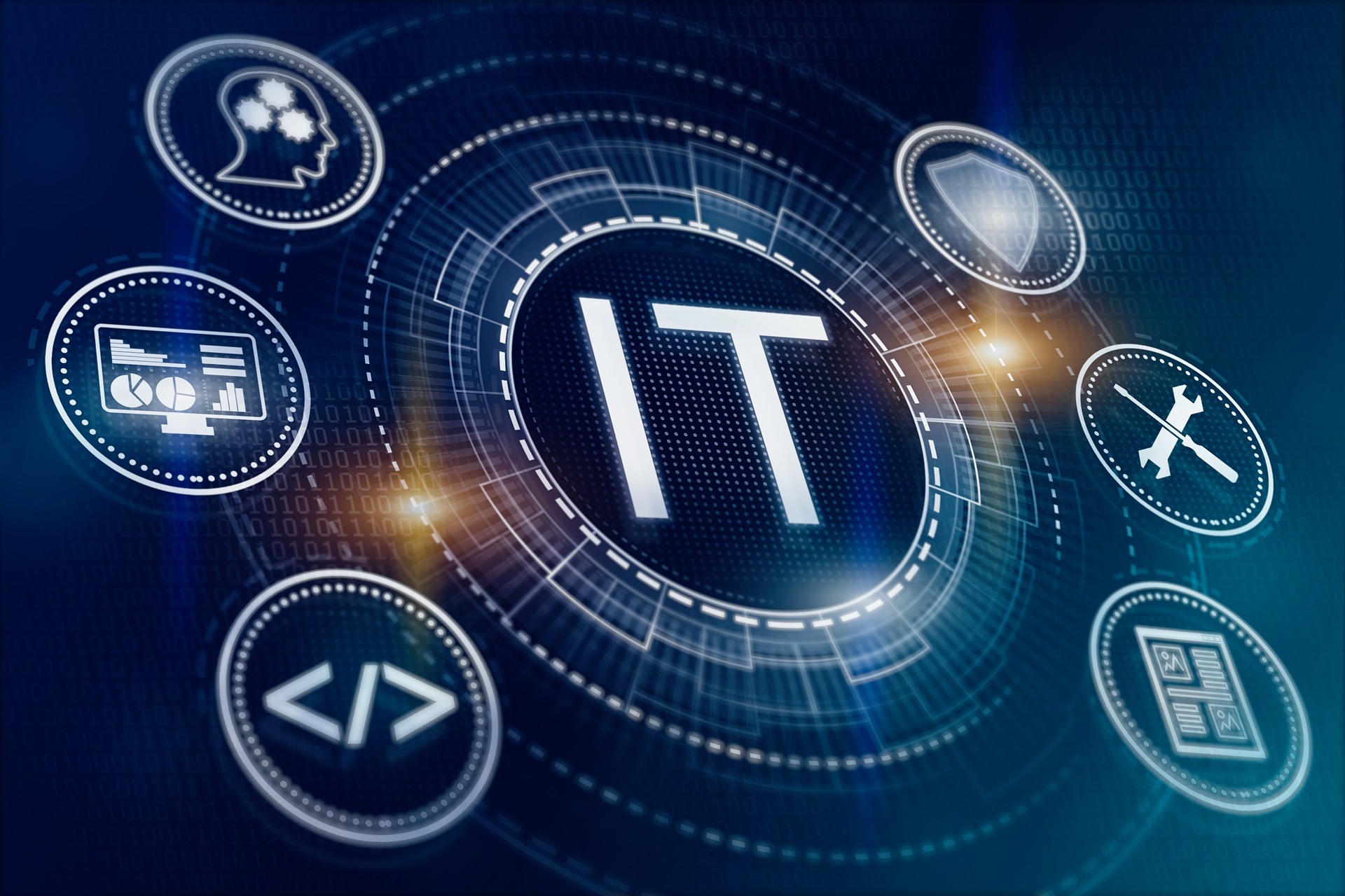 Digitale Grafik mit Symbolen zu IT-Systemen und Datenverarbeitung | Multimode Kabel